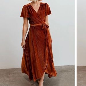 NWT Baltic Born Andi ribbed velvet wrap dress copper color